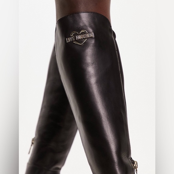 NWT - Love Moschino - knee-high block-heel leather boots - Size 37 (6.5) - Picture 4 of 8